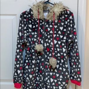💕Large adult onesie fur trimmed hood with pockets